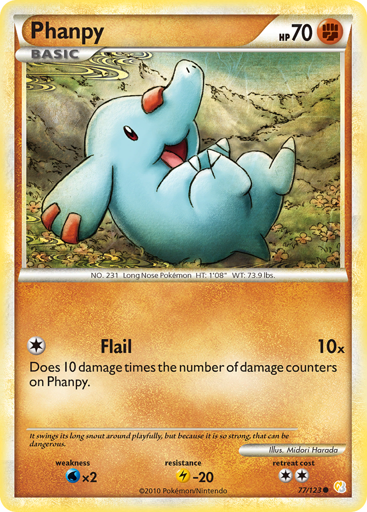 Phanpy (77/123) - HeartGold & SoulSilver Pokémon Card