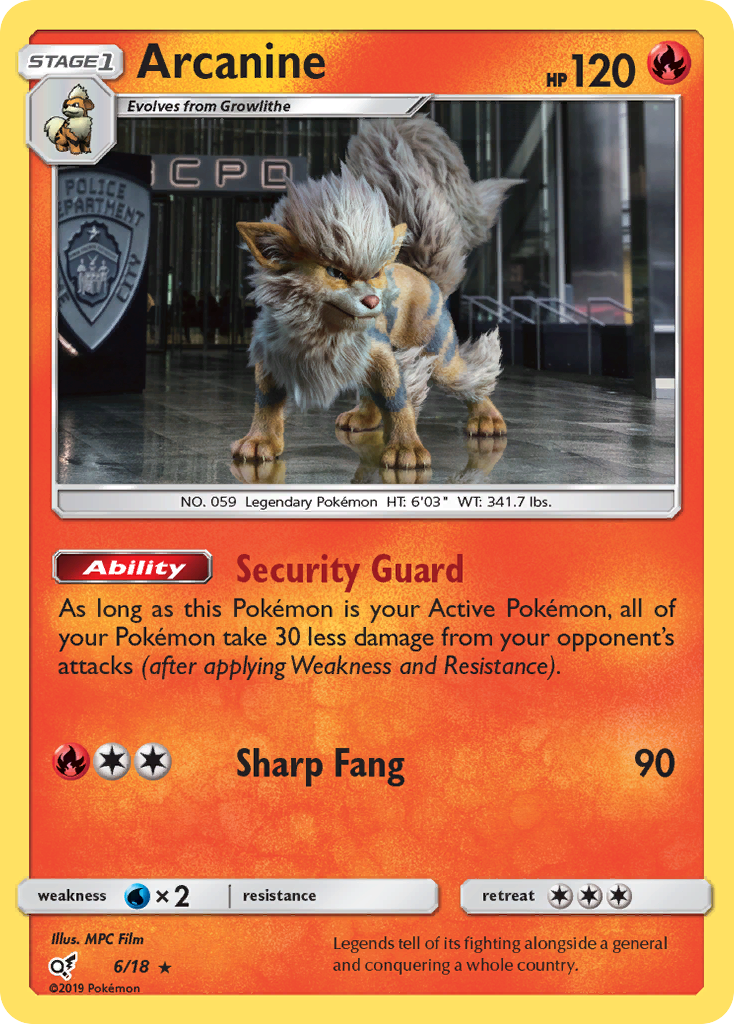 Arcanine (6/18) - Detective Pikachu Pokémon Card