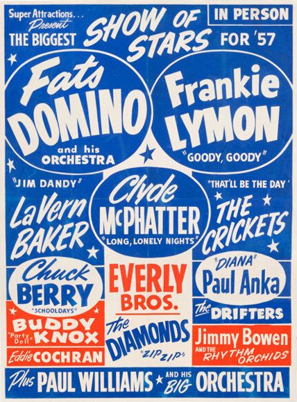 Buddy Holly & the Crickets with Fats Domino Traveling Tour Blank 1957 Concert Poster