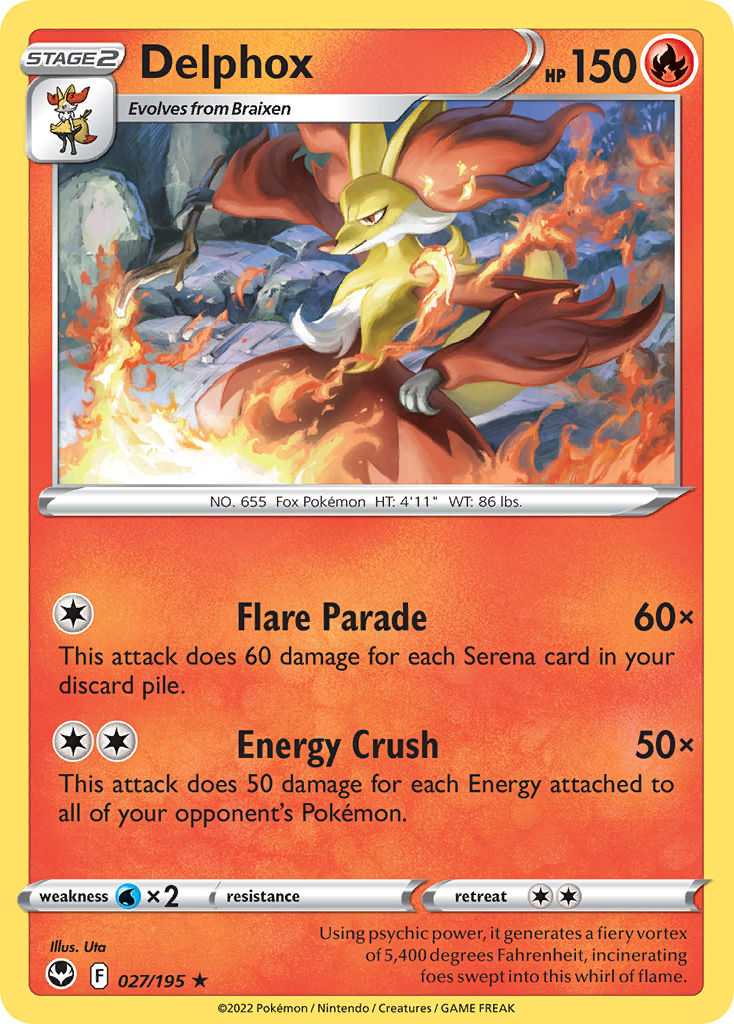 Delphox (27/195) - Silver Tempest Pokémon Card