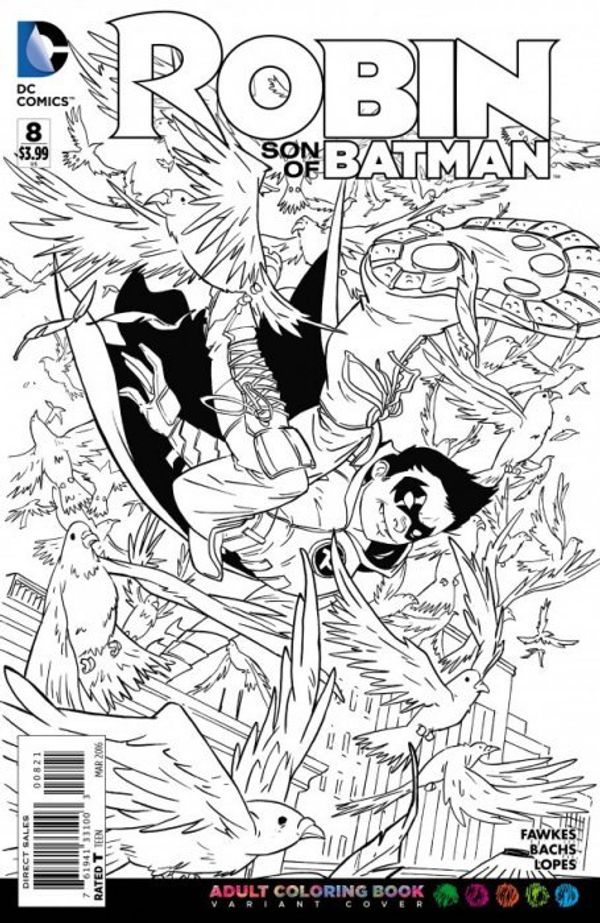 Robin: Son Of Batman #8 (Adult Coloring Book Variant Cover)