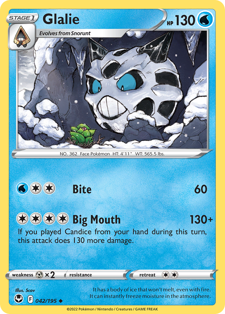 Glalie (42/195) - Silver Tempest Pokémon Card