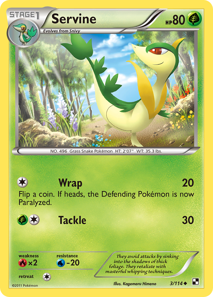 Servine (3/114) - Black & White Pokémon Card