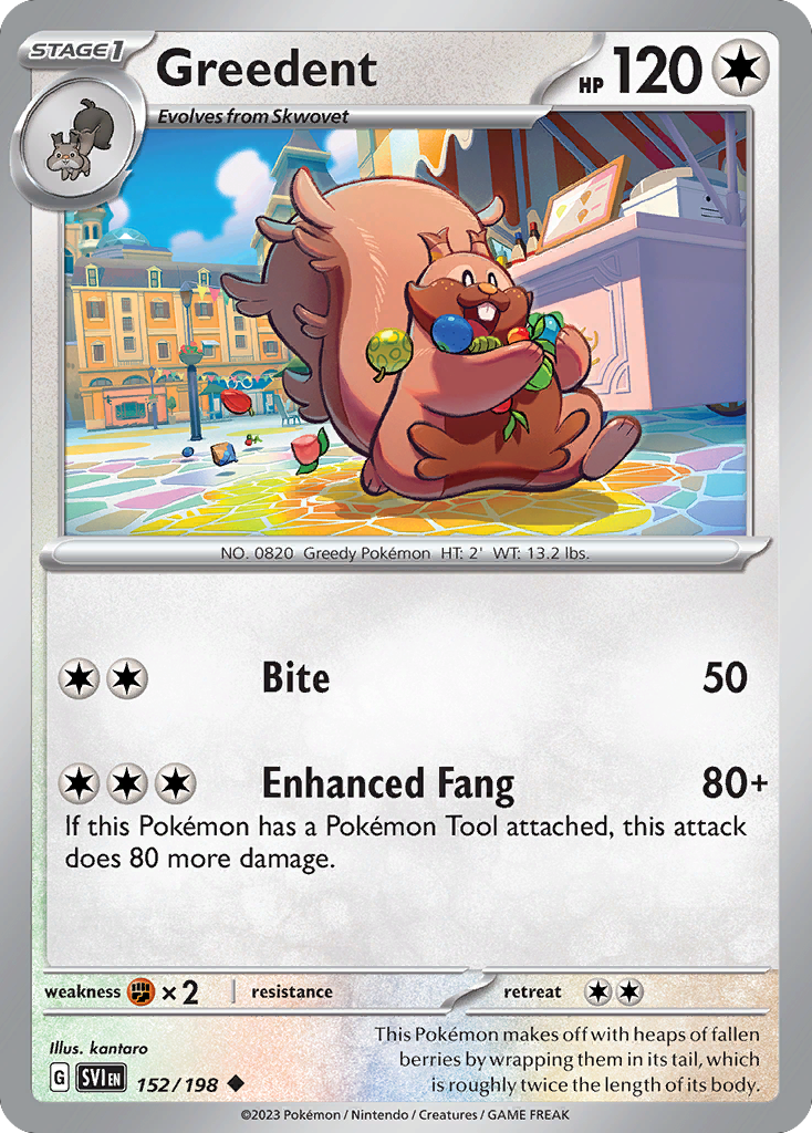 Greedent (152/198) - Scarlet & Violet Pokémon Card