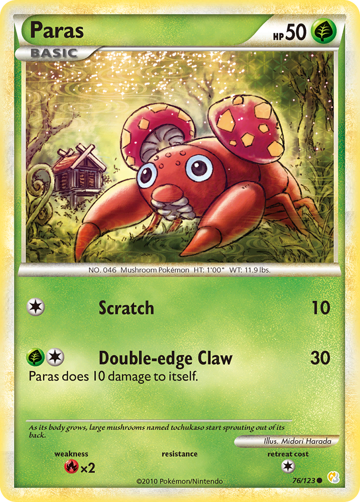 Paras (76/123) - HeartGold & SoulSilver Pokémon Card