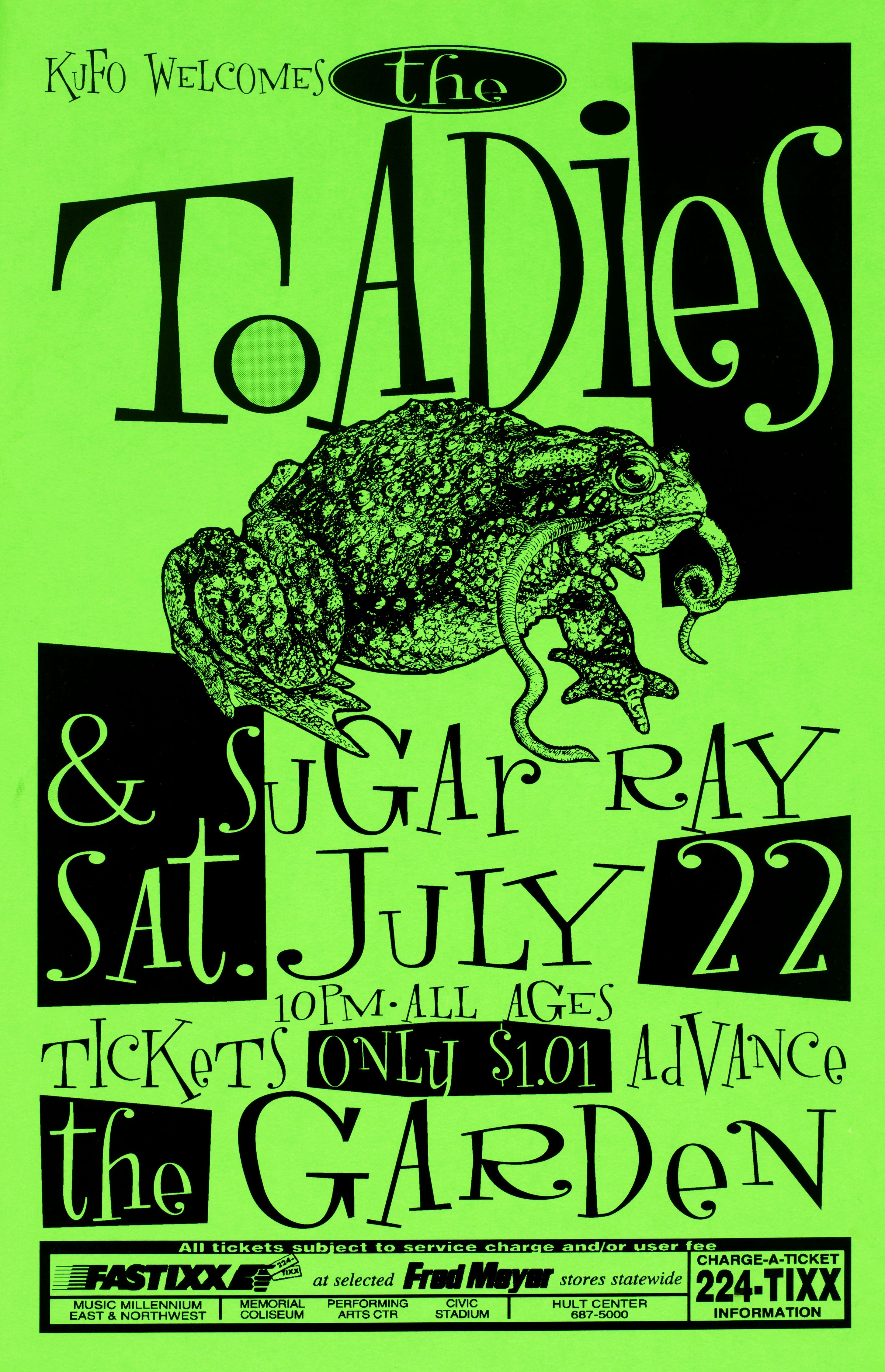 MXP-216.2 The Toadies & Sugar Ray The Garden 1995 Concert Poster