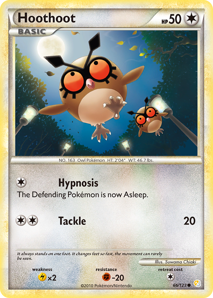 Hoothoot (66/123) - HeartGold & SoulSilver Pokémon Card