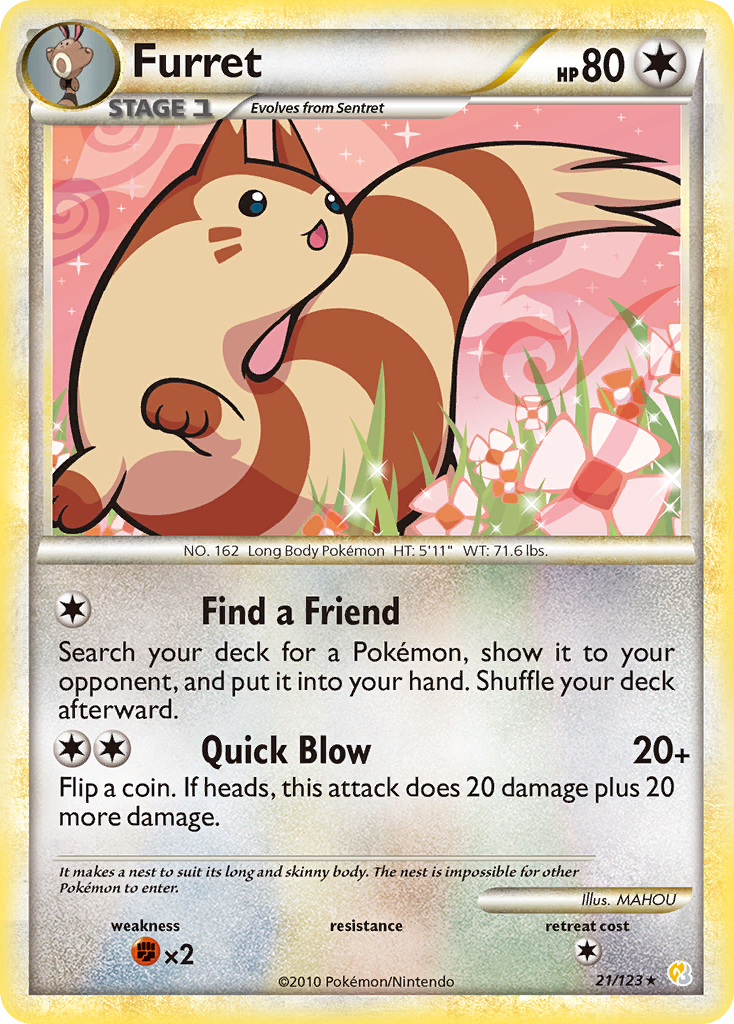 Furret (21/123) - HeartGold & SoulSilver Pokémon Card