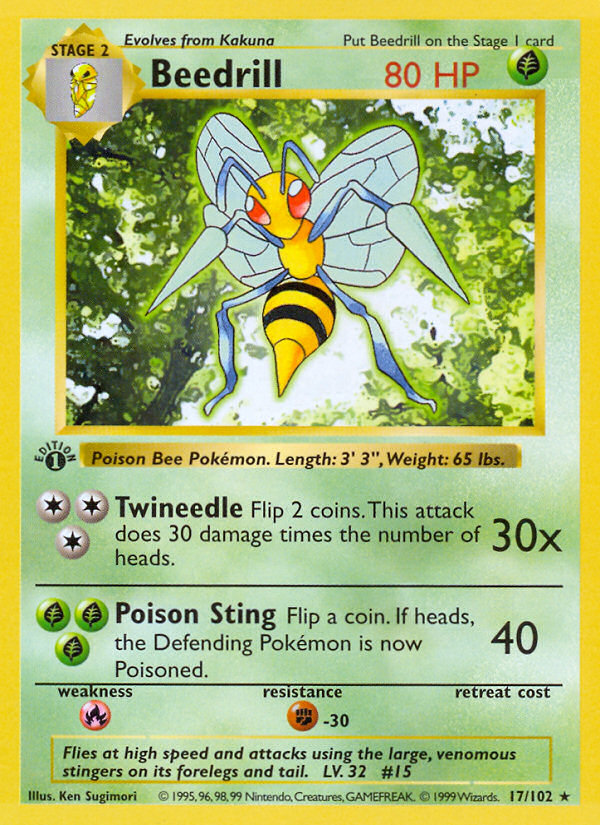 Beedrill (17/102) - Base (1st Edition) Pokémon Card