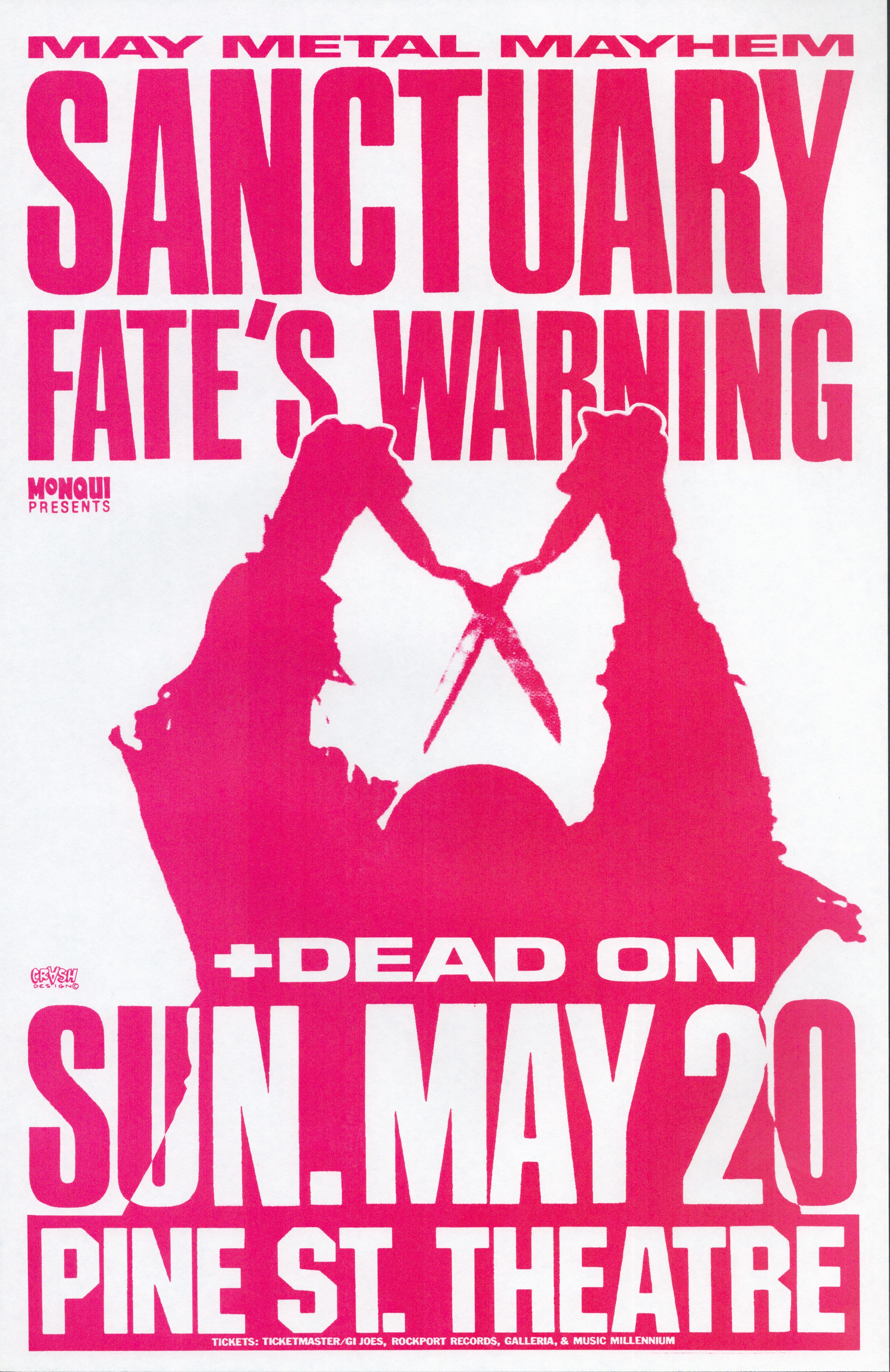 MXP-264.2 Sanctuary Pine Street Theatre 1990 Concert Poster