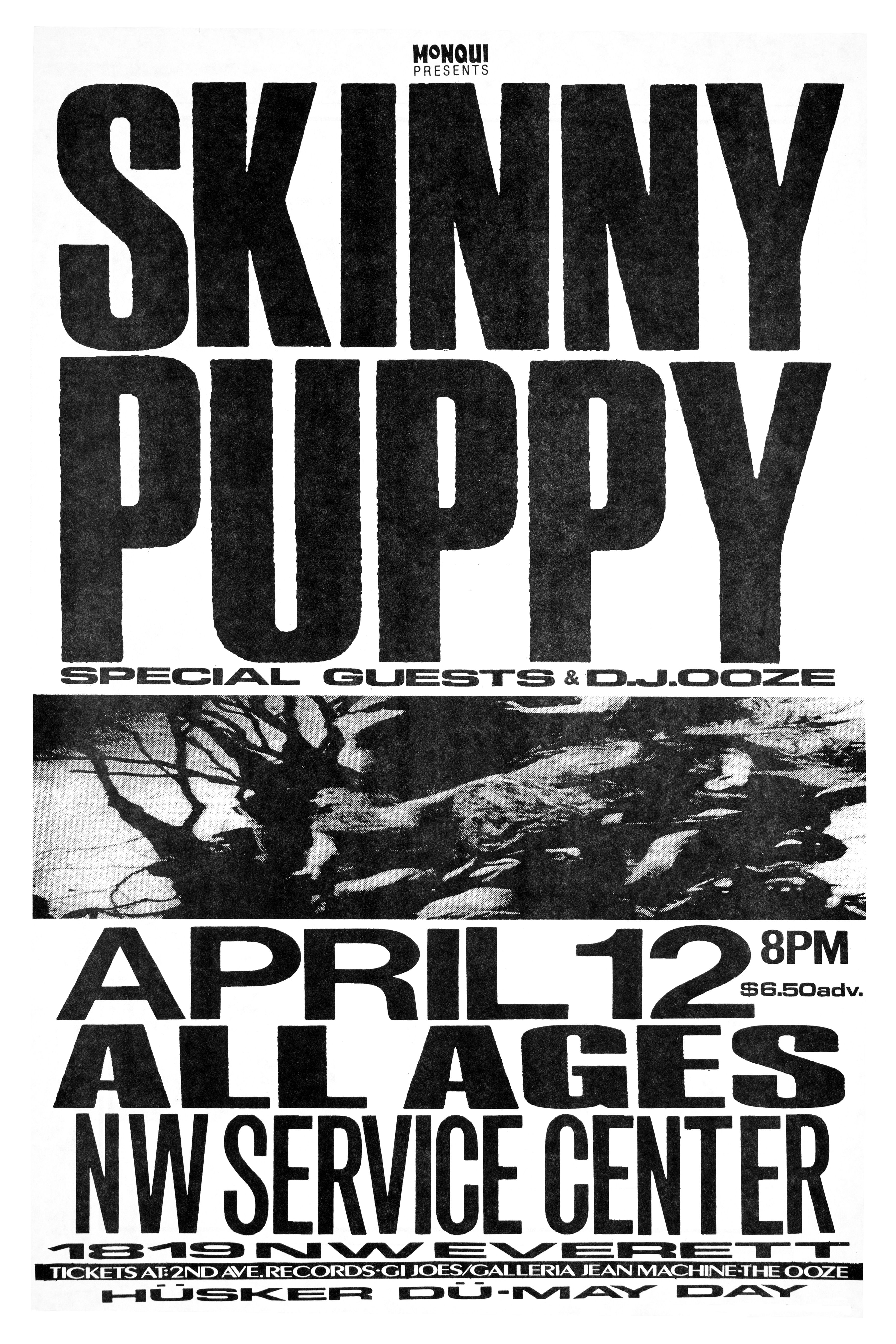 MXP-206.13 Skinny Puppy 1987 Northwest Service Center  Apr 12 Concert Poster