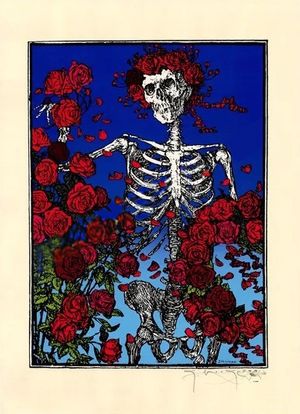 Grateful Dead Skeleton & Roses Original Art Print 1998