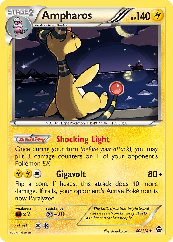 Ampharos (40/114) - Steam Siege Pokémon Card