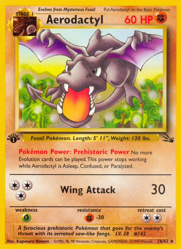 Aerodactyl (16/62) - Fossil (1st Edition) Pokémon Card