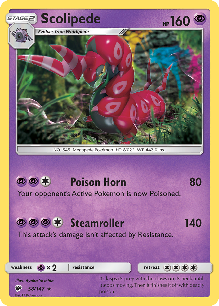 Scolipede (58/147) - Burning Shadows Pokémon Card