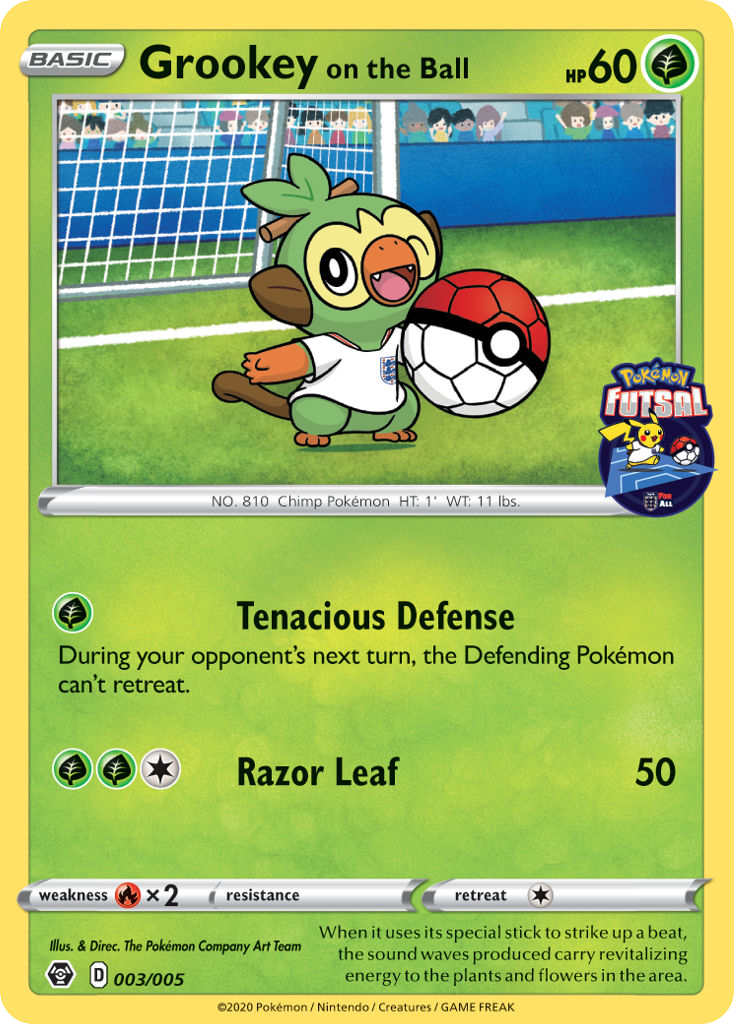 Grookey on the Ball (3/5) - Pokémon Futsal Collection Pokémon Card