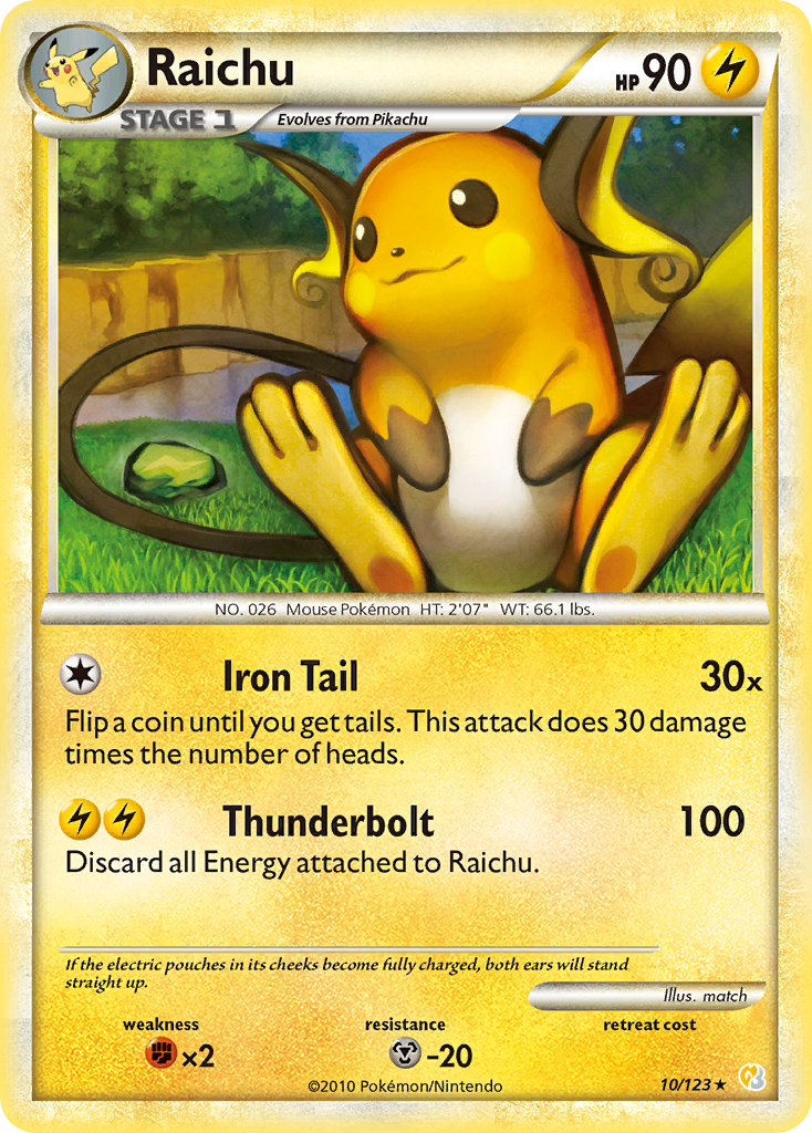 Raichu (10/123) - HeartGold & SoulSilver Pokémon Card