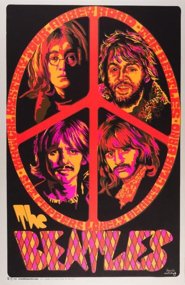 The Beatles "Peace" Headshop Poster 1969 Concert Poster