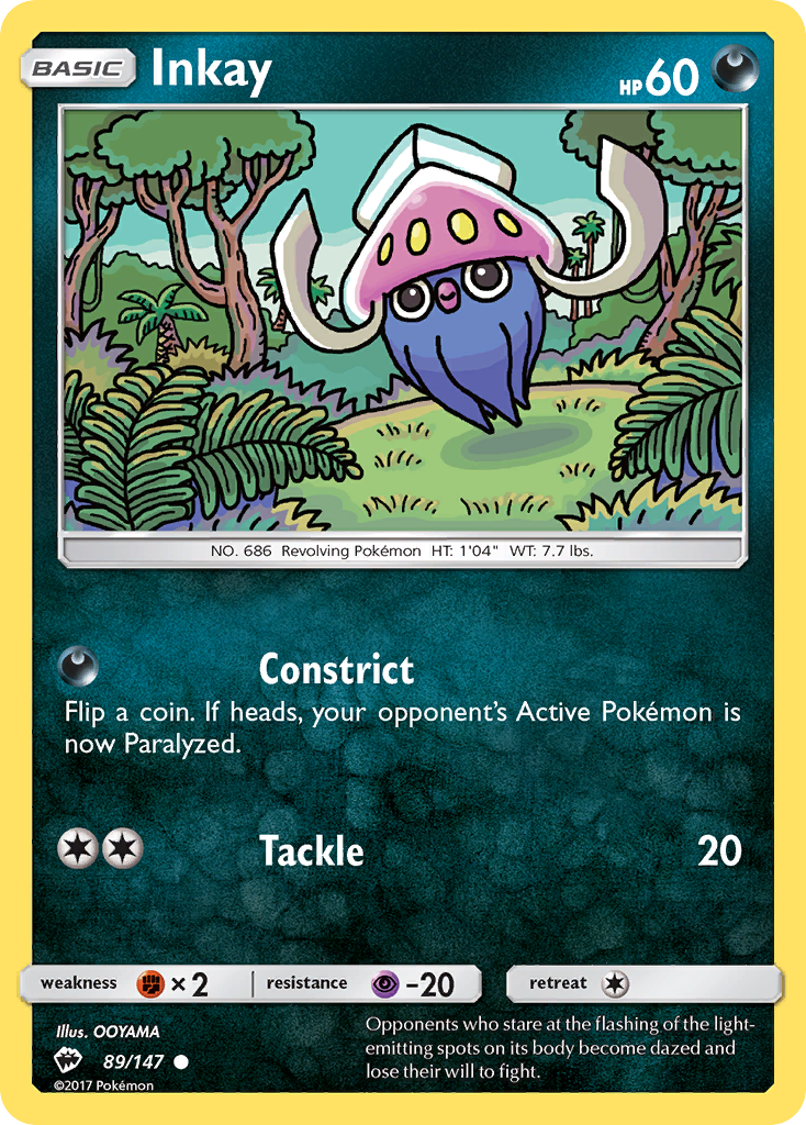 Inkay (89/147) - Burning Shadows Pokémon Card