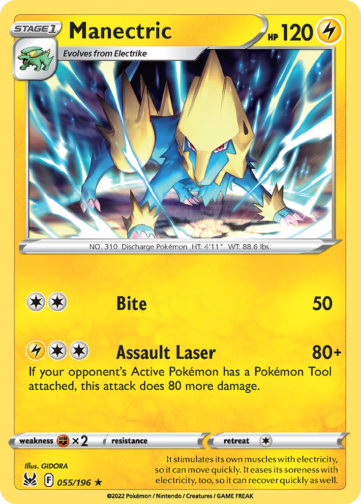 Manectric (55/196) - Lost Origin Pokémon Card