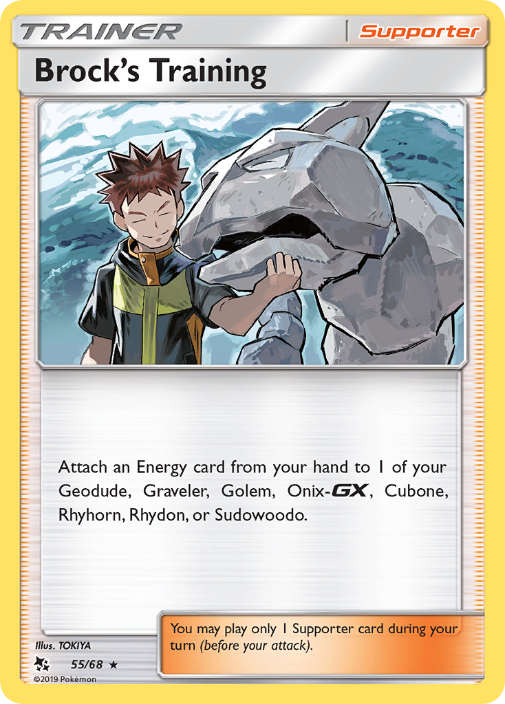 Brock's Training (Trainer: Supporter) (55/68) - Hidden Fates Pokémon Card