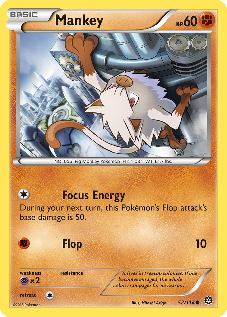 Mankey (52/114) - Steam Siege Pokémon Card