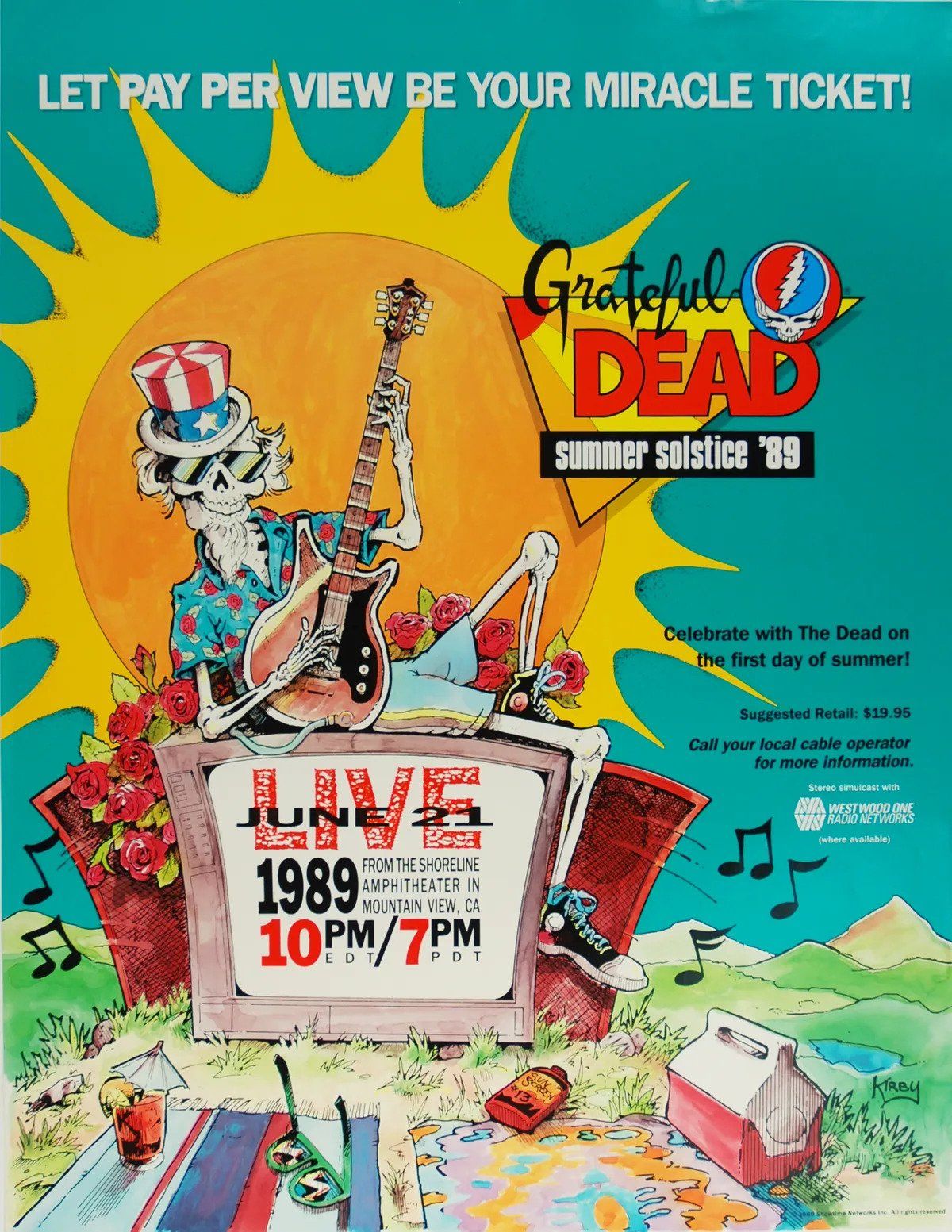 Grateful Dead Shoreline Amphitheater 1989 Concert Poster