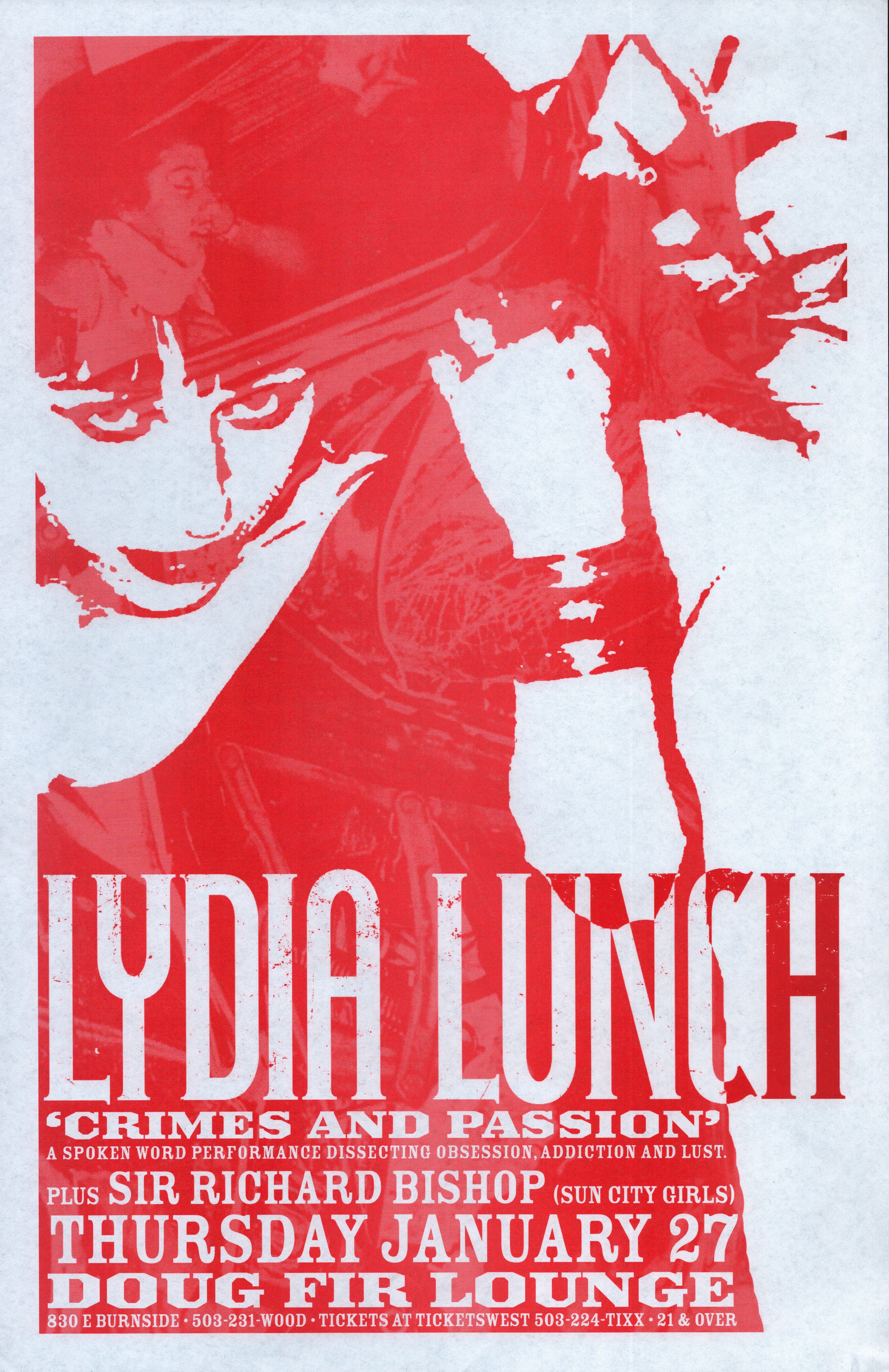 MXP-253.1 Lydia Lunch Doug Fir 2005 Concert Poster