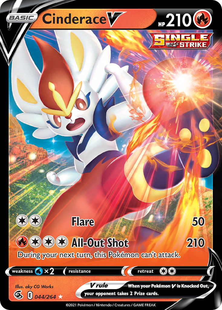 Cinderace V (44/264) - Fusion Strike Pokémon Card