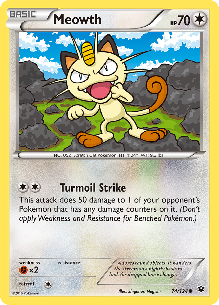 Meowth (74/124) - Fates Collide Pokémon Card