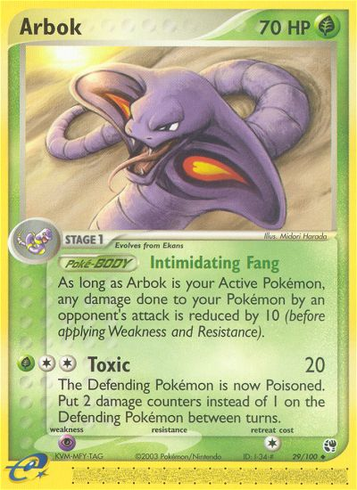 Arbok (29/100) - Sandstorm Pokémon Card