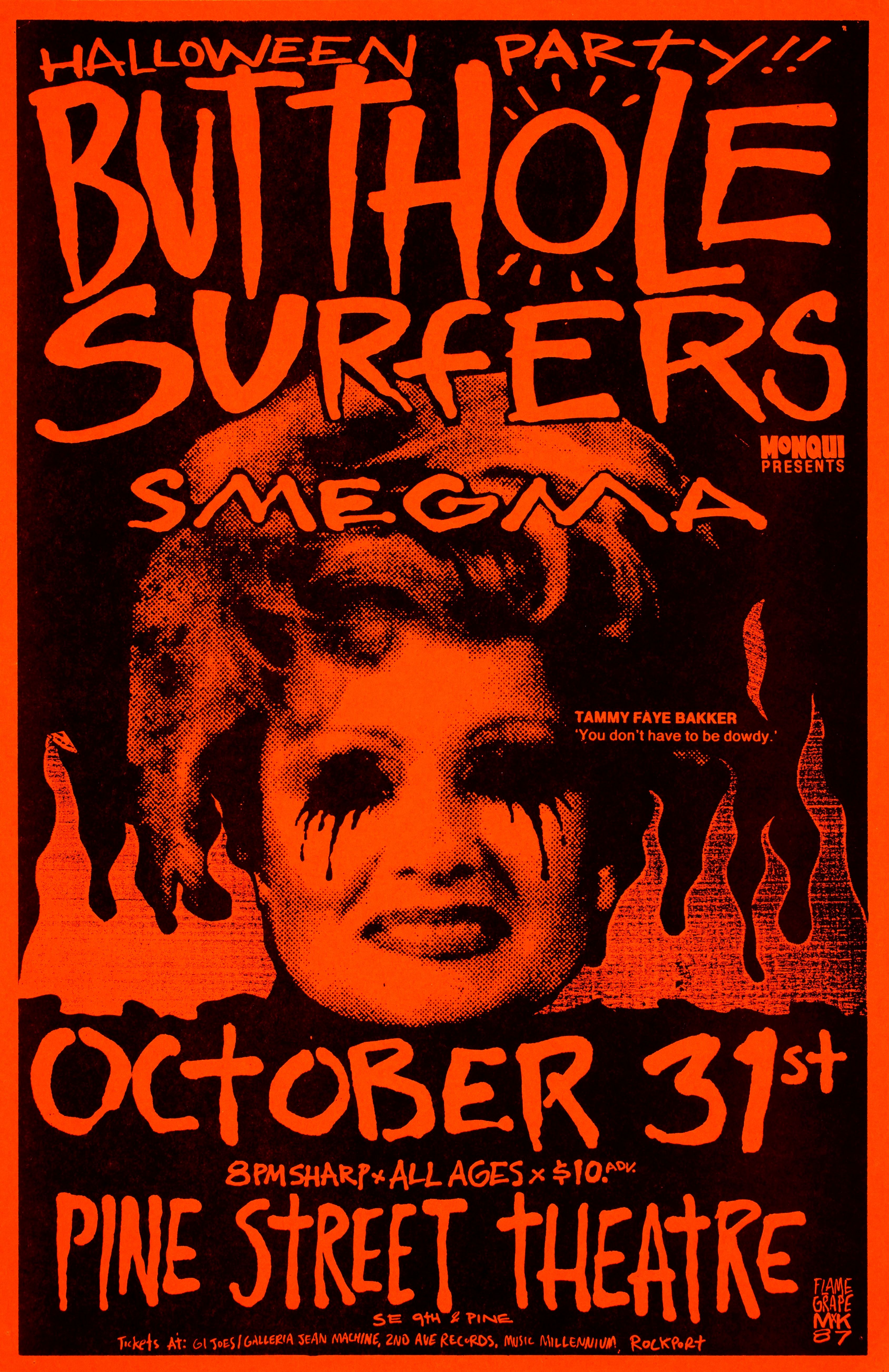 MXP-91.1 Butthole Surfers Pine Street Theatre 1987 Concert Poster
