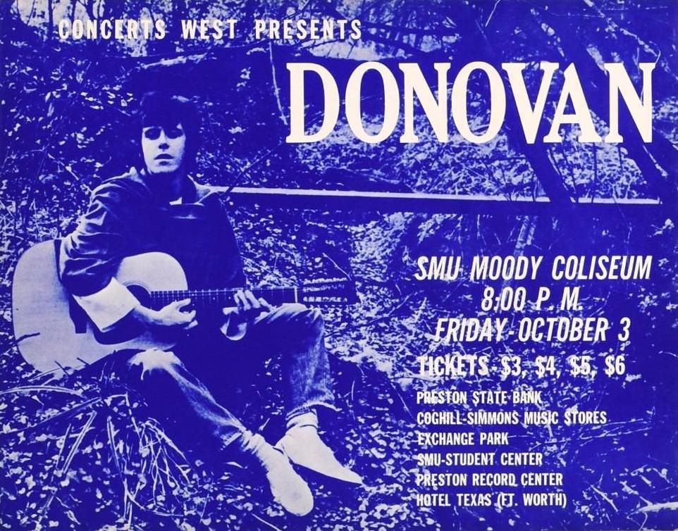Donovan SMU Moody Coliseum 1969 Concert Poster