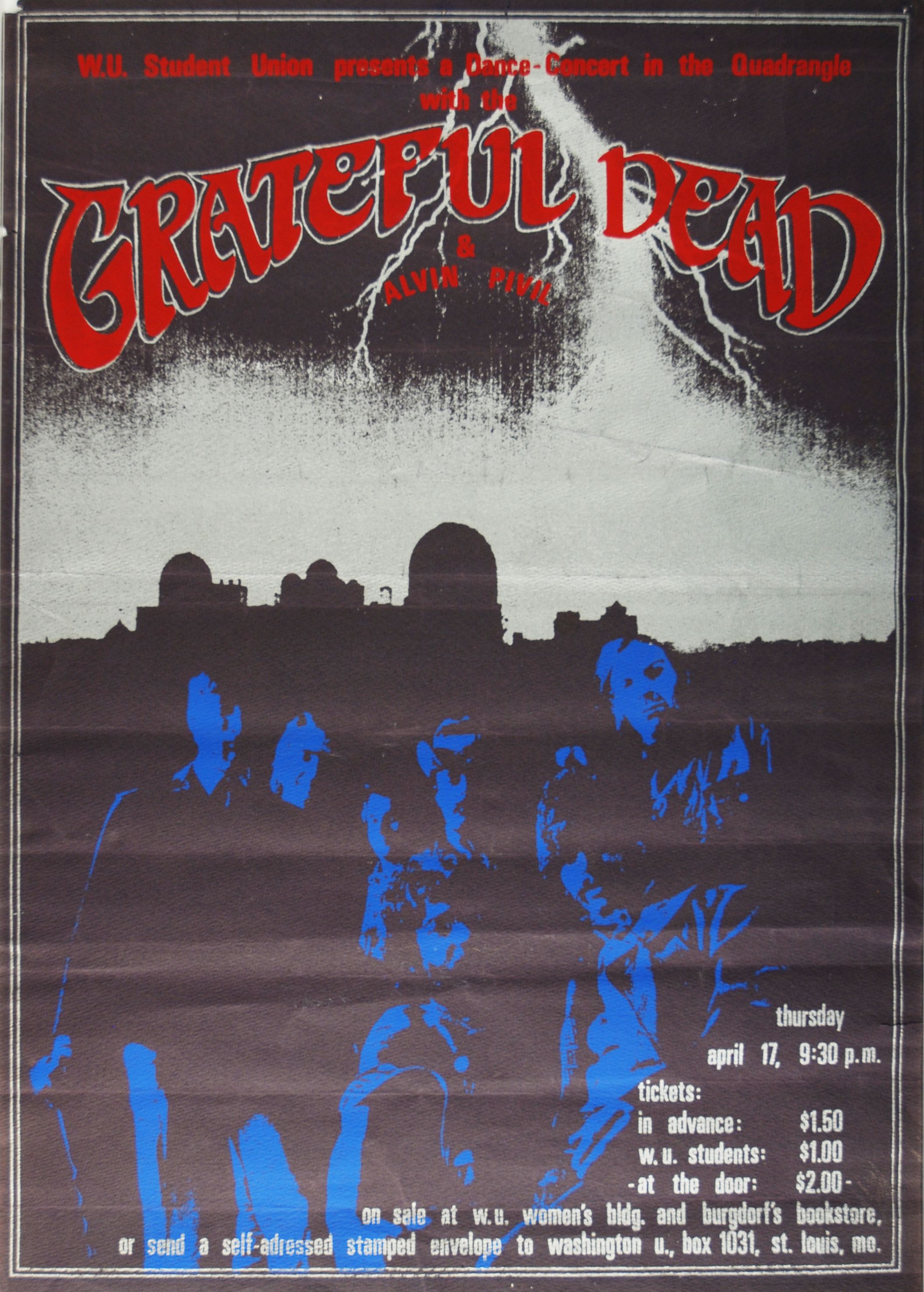 Grateful Dead The Quadrangle Washington University Student Union 1969 Concert Poster