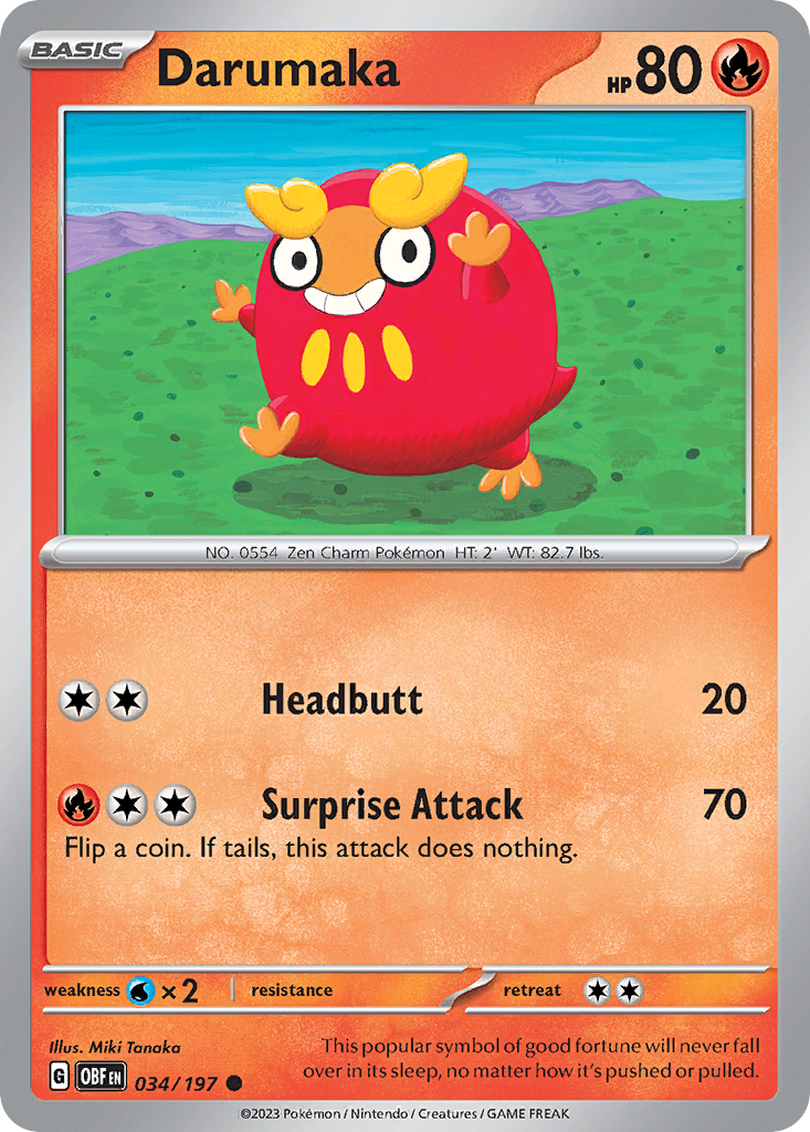 Darumaka (34/197) - Obsidian Flames Pokémon Card