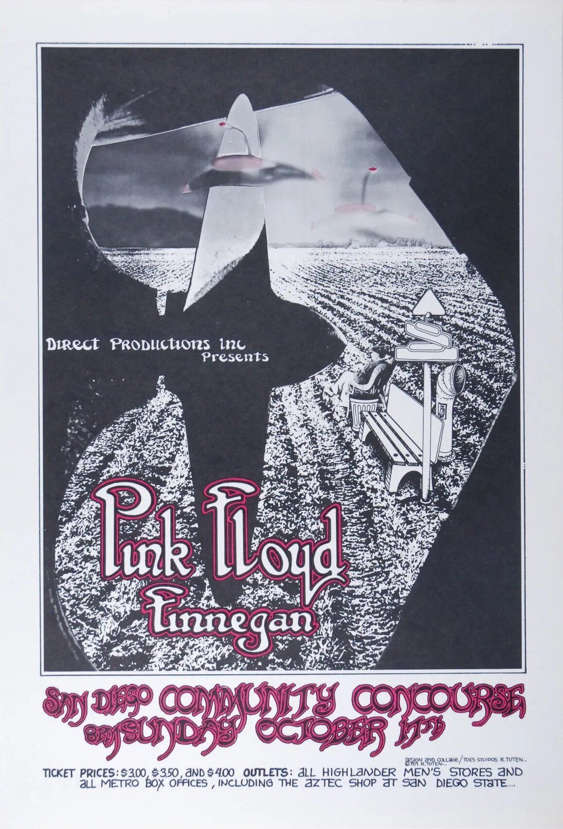 Pink Floyd San Diego Community Concourse 1971 Concert Poster