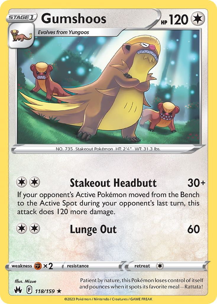 Gumshoos (118/159) - Crown Zenith Pokémon Card