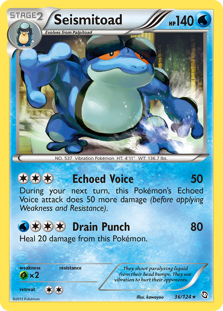 Seismitoad (36/124) - Dragons Exalted Pokémon Card