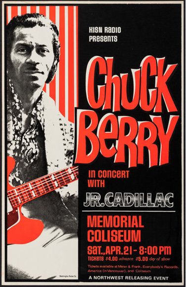 Chuck Berry & Jr. Cadillac Memorial Coliseum 1973 Concert Poster