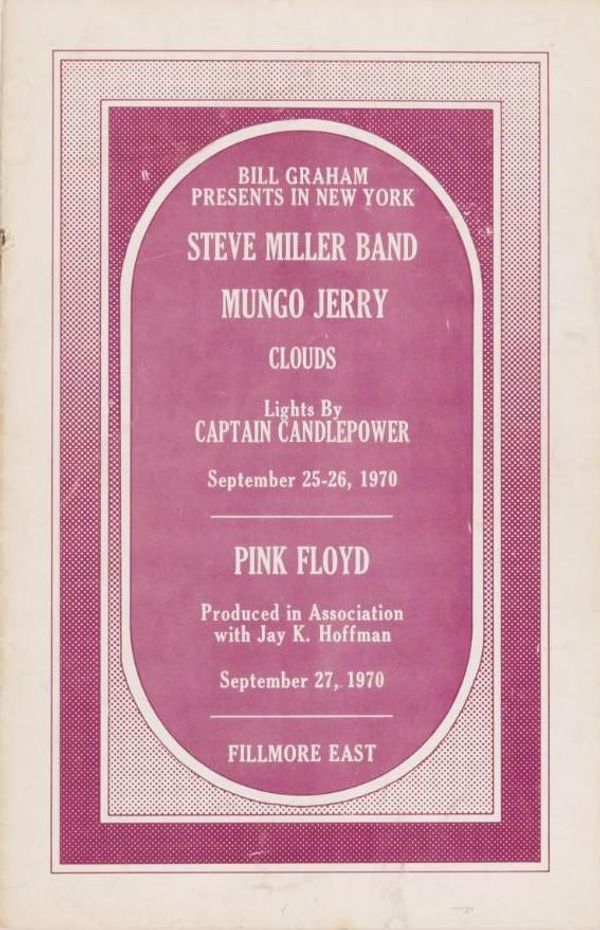 Pink Floyd & Steve Miller Fillmore East PROG 1970