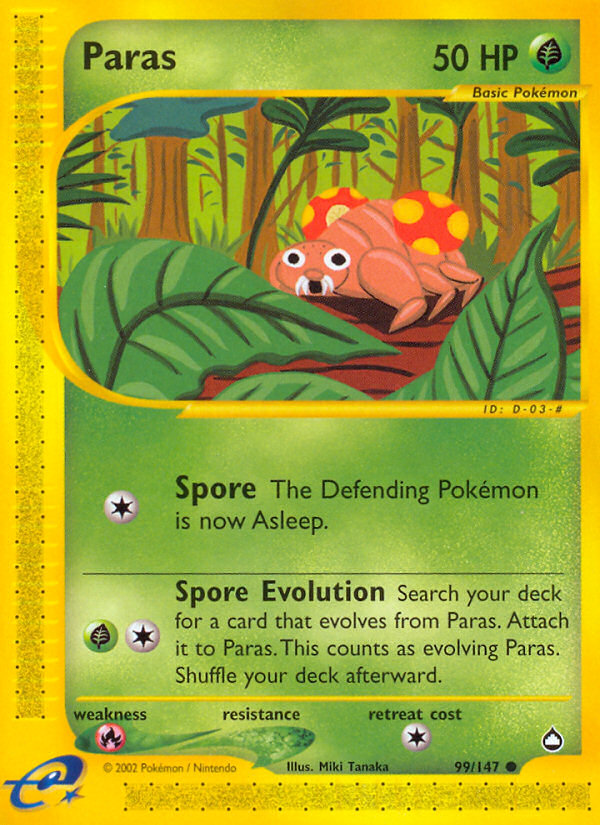 Paras (99/147) - Aquapolis Pokémon Card