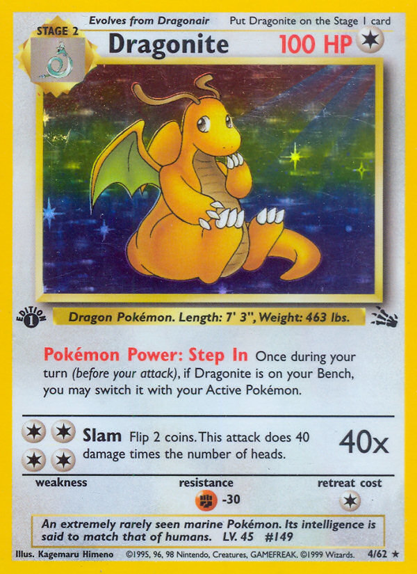 Dragonite (4/62) - Fossil (1st Edition) Pokémon Card