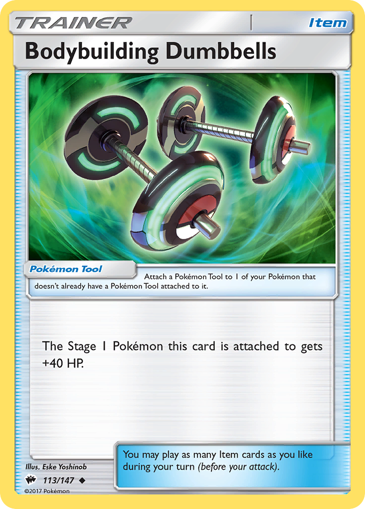 Bodybuilding Dumbbells (Trainer: Pokémon Tool) (113/147) - Burning Shadows Pokémon Card