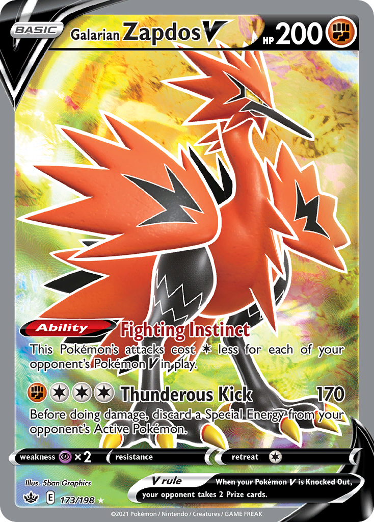 Galarian Zapdos V (173/198) - Chilling Reign Pokémon Card