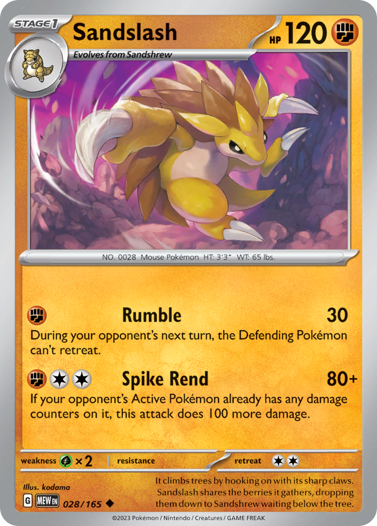 Sandslash (28/165) - 151 Pokémon Card