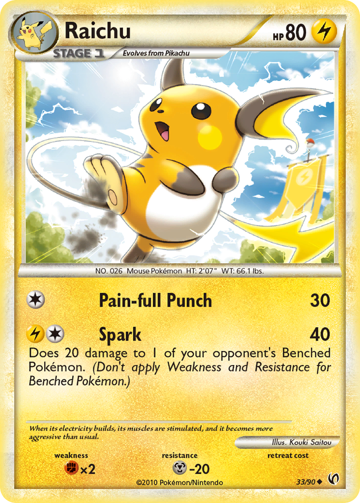 Raichu (33/90) - HS—Undaunted Pokémon Card