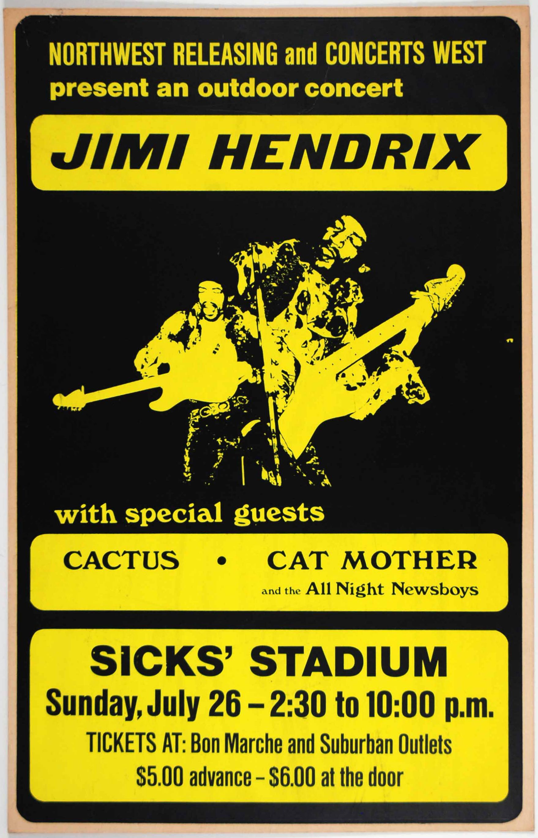 1970-Seattle Sicks' Stadium-Jimi Hendrix Concert Poster