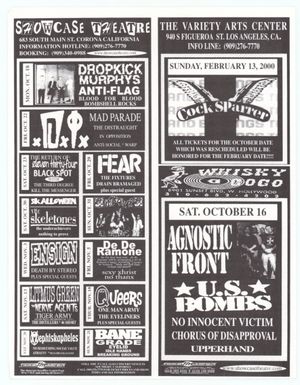 Dropkick Murphys Showcase Theatre & The Variety Arts Center & Whiskey Go-GoCalendar 1999/2000