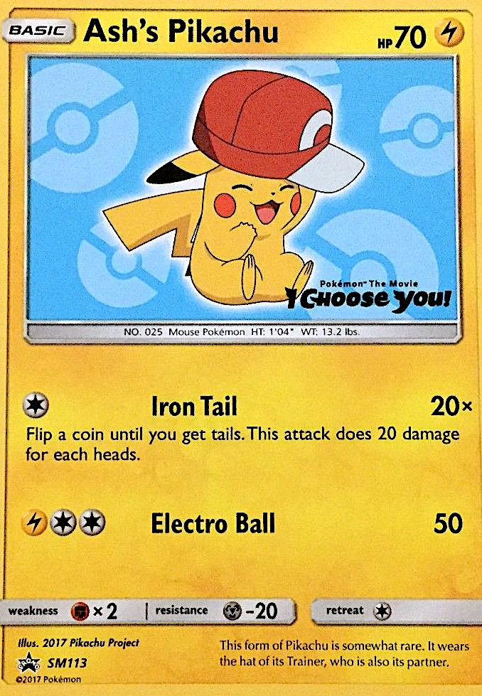 Ash's Pikachu (SM113) - SM Black Star Promos Pokémon Card