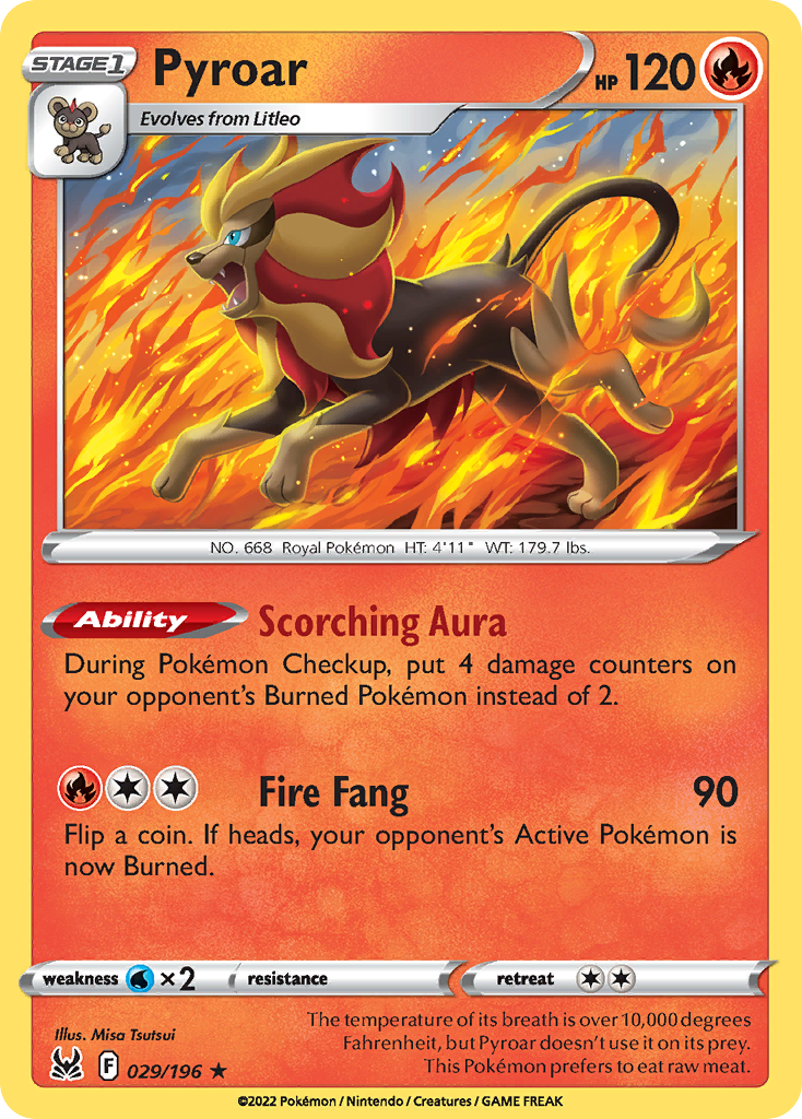 Pyroar (29/196) - Lost Origin Pokémon Card